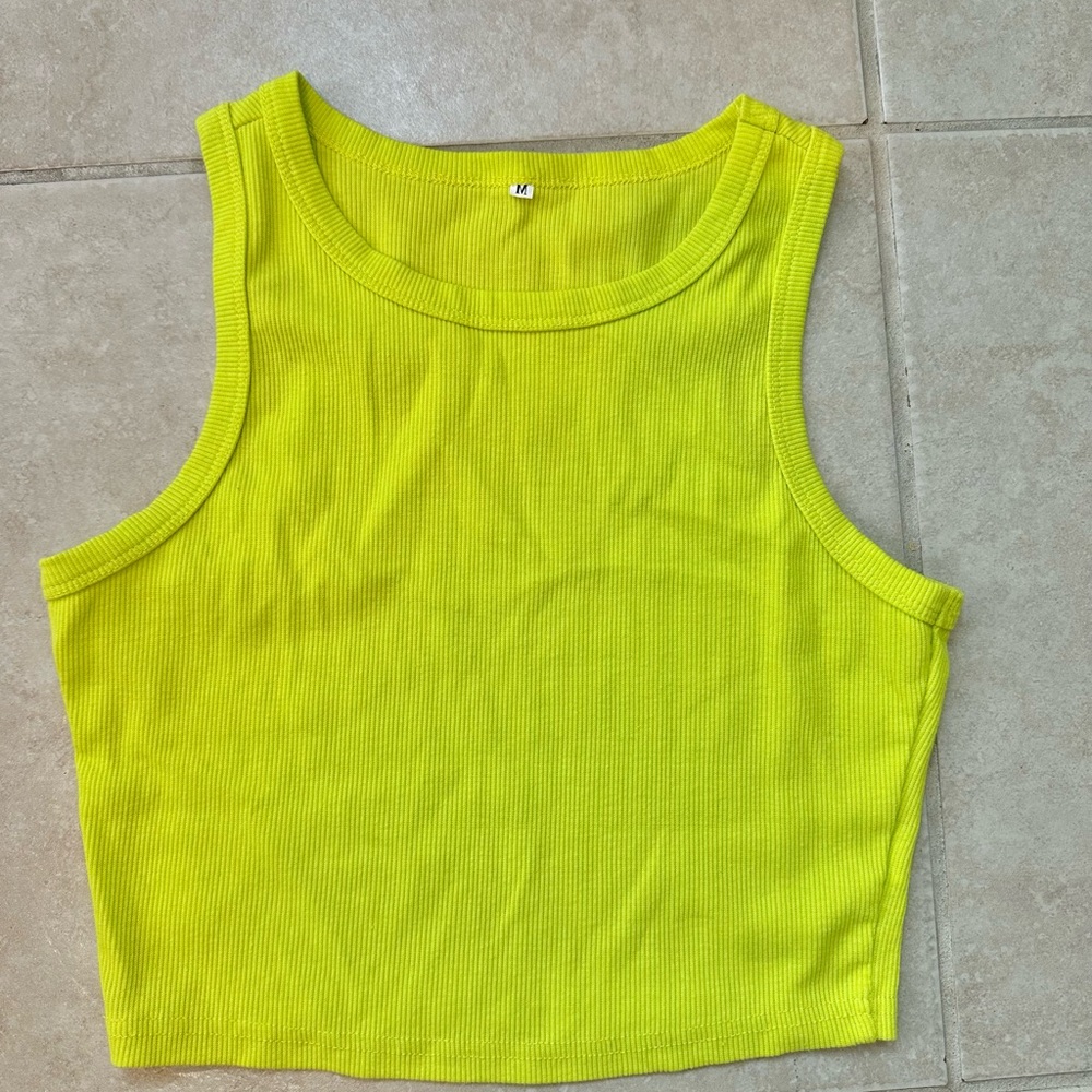 Vibrant Yellow Sleeveless Crop Top